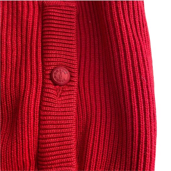 PAUL & SHARK Knit Jacket Mens XL Lined Coat Wool Heavyweight Red *snag - Picture 4 of 9